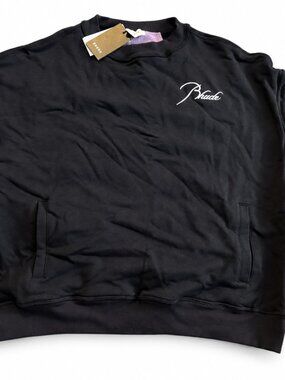 Rhude Black & Pink Logo Panel Crewneck Sweatshirt